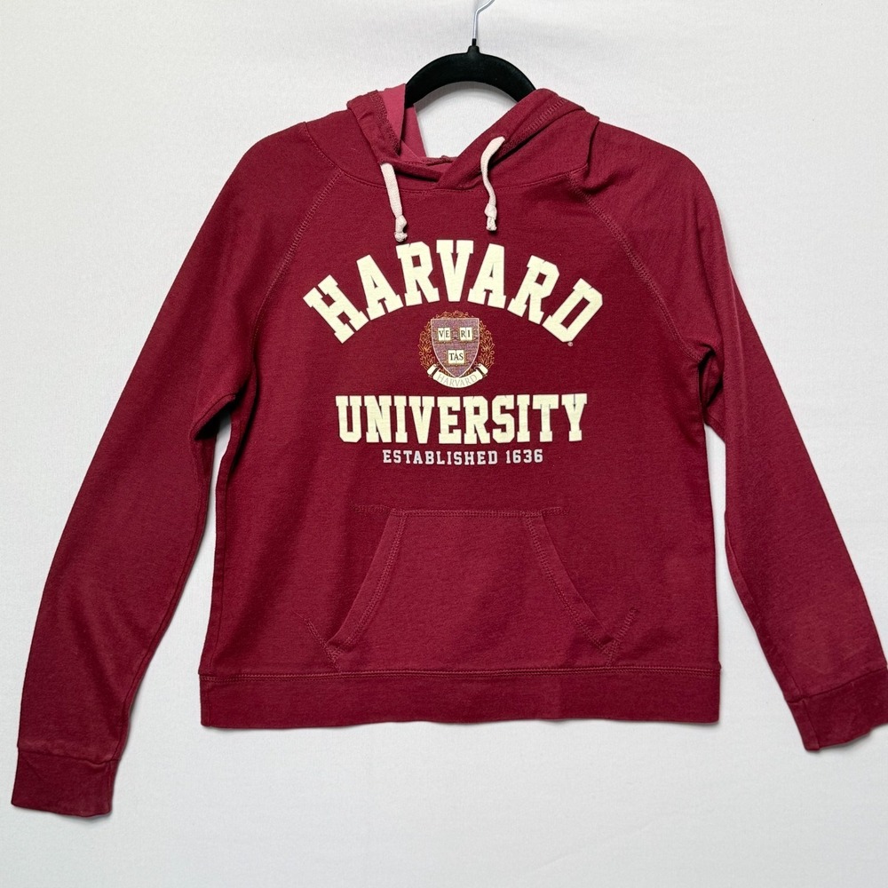 Vintage Style Harvard Hoodie Retro Maroon Sweatshirt Made in USA M Academia